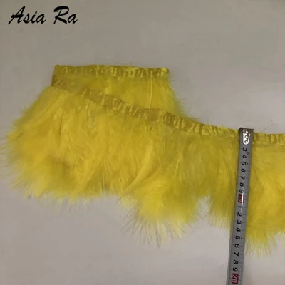 yellow 2 ярда Белый индюк перо полосы для свадьбы Марабу перо планки бахромы 13-20 см Ширина - Цвет: yellow