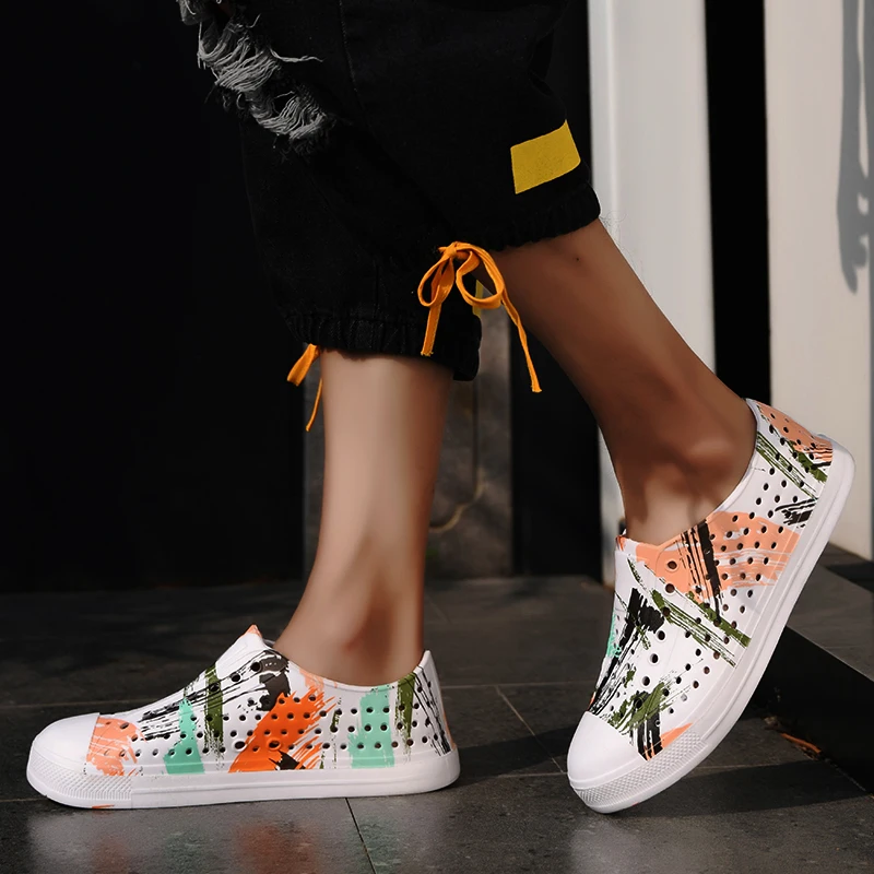 

Women And Men Canvas Shoes White Sneakers Slip On Tennis Shoelaces W0ithout Ties Fashion Floral Lace-up Casual Walking Shoes