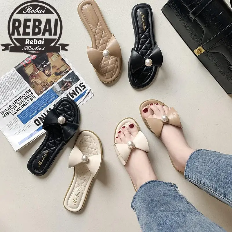 

2021 Soft Genuine Leather Slip On Sandals Thick High Heel Female Slides Summer Fashion Women Shoes Size 35-40