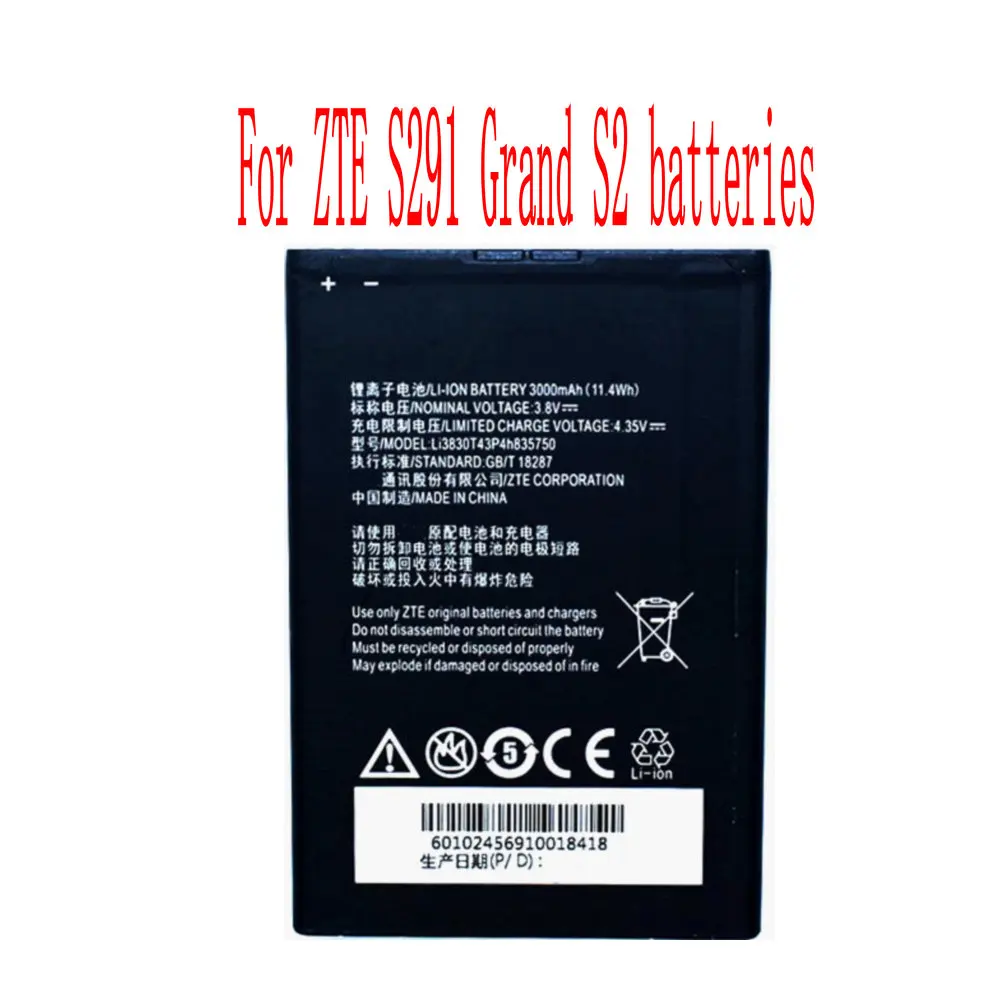 Высокое качество 3100mAh Li3830T43P4h835750 батарея для ZTE S291 Grand S2 сотового телефона