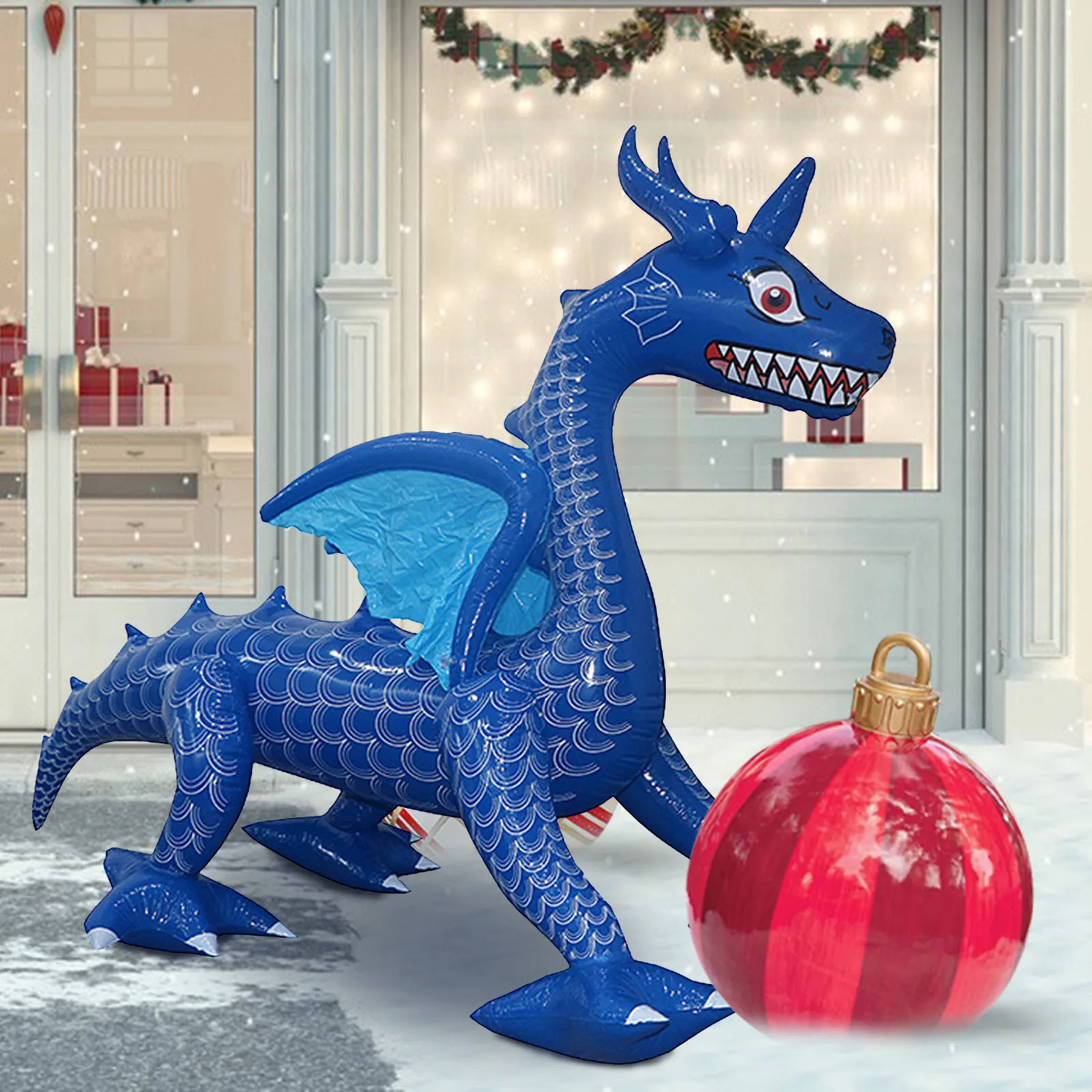 

Large Christmas Inflatable Dinosaur toy Halloween Flying Dragon Outdoor Blow Up Yard Decoration For Holiday Party with Inflator