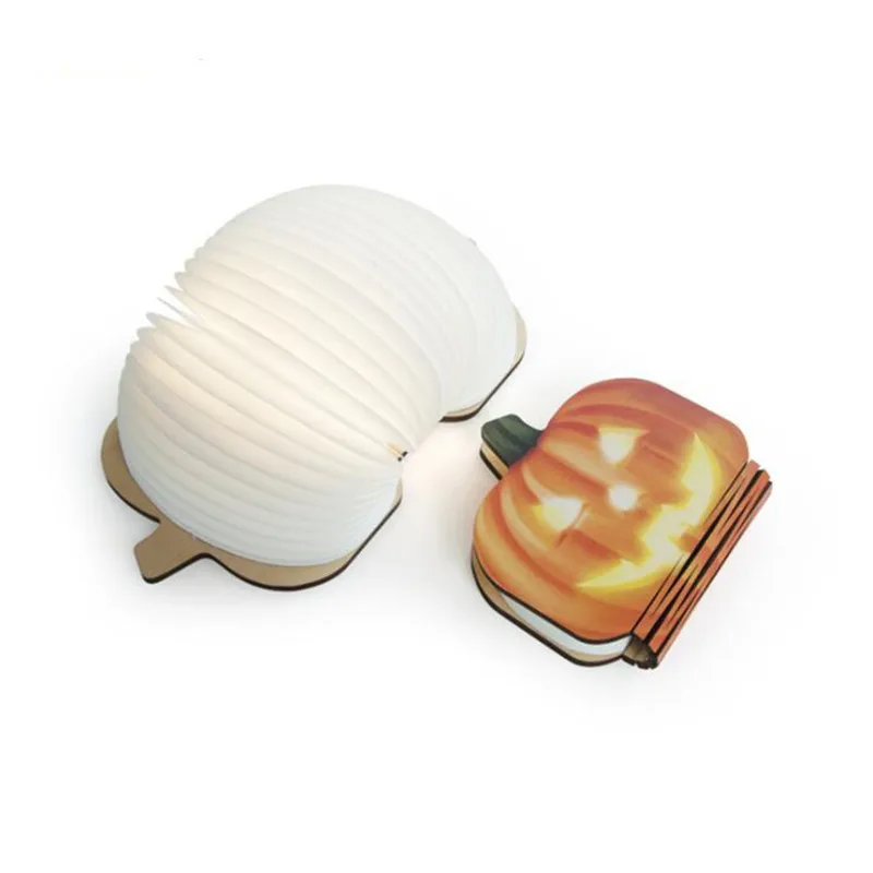 

Pumpkin LED Book Lamp Creative Halloween Decoration Night Light Cartoon Colorful Folding Paper Book Lampe Xmas Christmas Decor