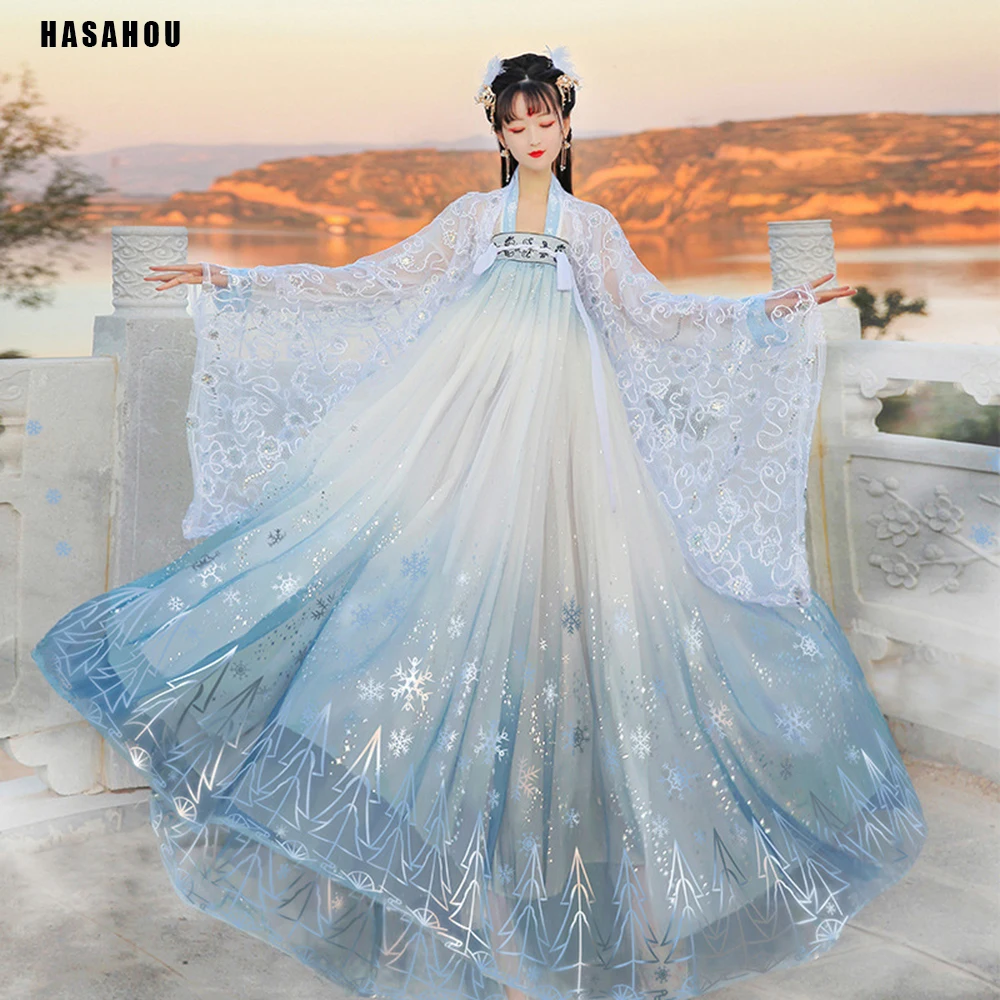

Hanfu Carol Star Sequins Gradient Shimmering Women Gown Set Traditional Chinese Dress Hanfu Prom Formal Birthday Christmas Gift