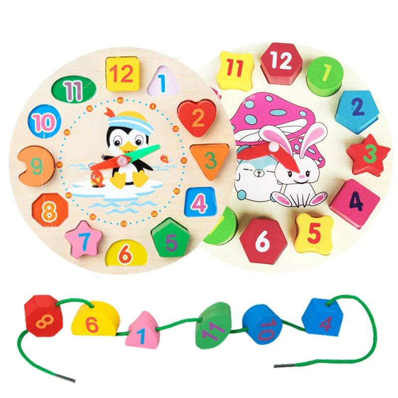 

Preschool Baby Montessori Toys Early Education Teaching Aids Math Toys Digital Clock Wooden Toys Geometric Shape Matching
