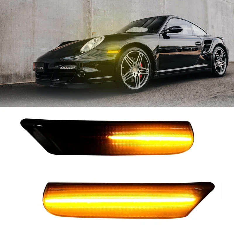 

2PCS LED Side Marker Lights, for-Porsche 911 Carrera Targa Turbo 997 Cayman Boxster 987 Turn Signal Light