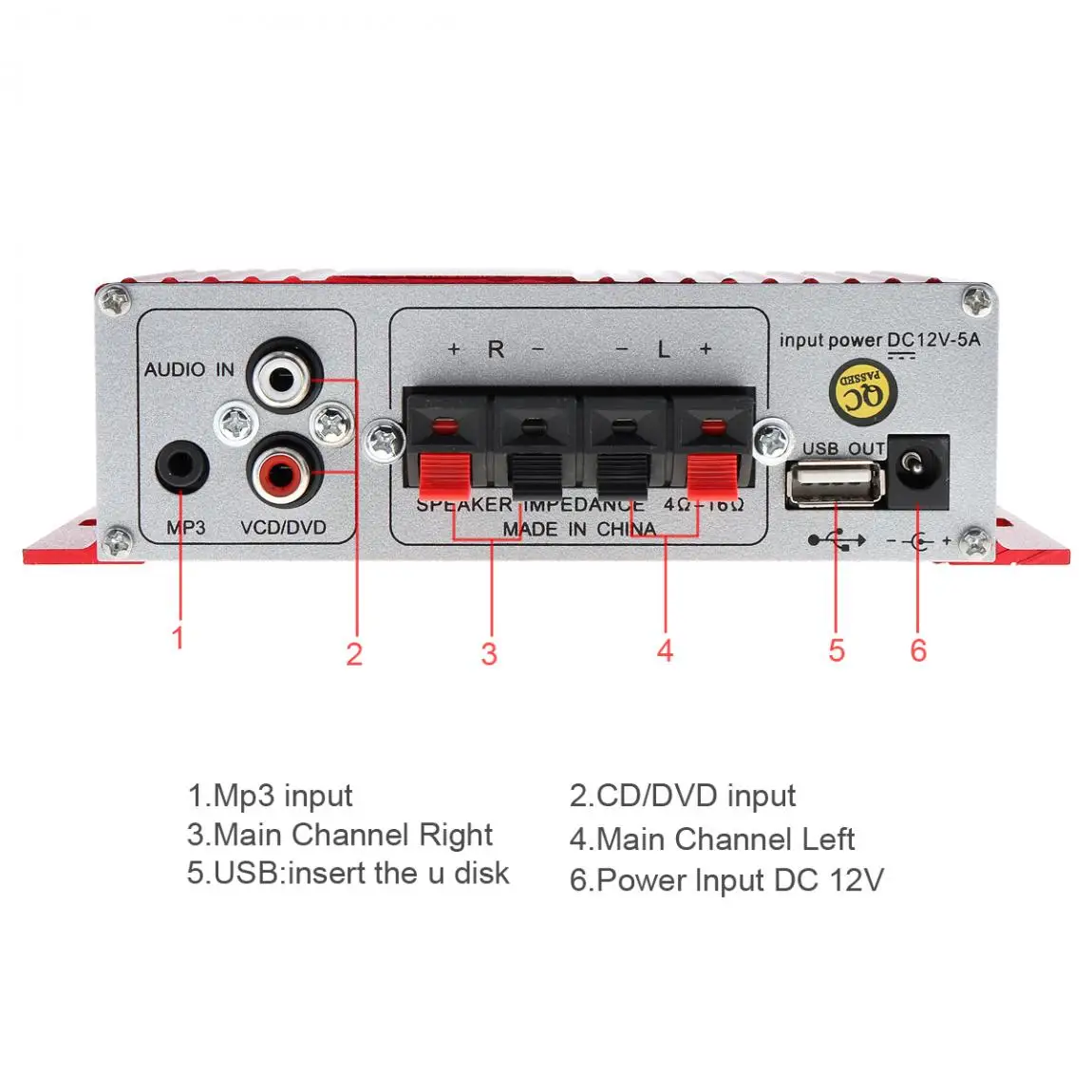 Kinter MA-180 мини USB автомобильный аудио усилитель 2CH стереофонический усилитель HiFi для лодки усилитель: Красный 12 в авто усилитель мощности