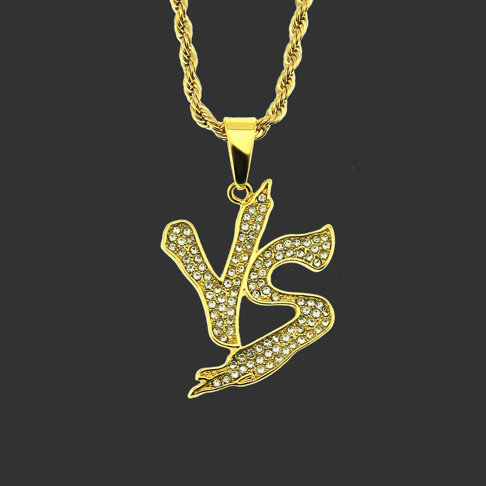 

Oeny hip-hop trendy men VS letter pendant necklace woman men's club popular accessories Iced Out Bling HipHop Necklaces