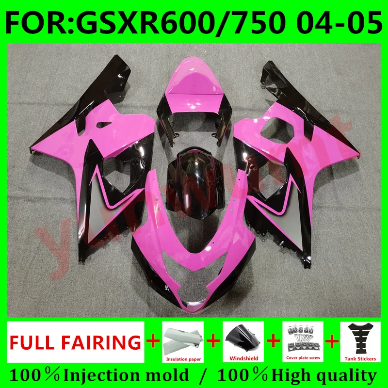 

Motorcycle Injection mold fairing + Tank cover For Suzuki GSXR600 GSXR750 GSXR 600 750 K4 2004 2005 04 05 Fairings pink black