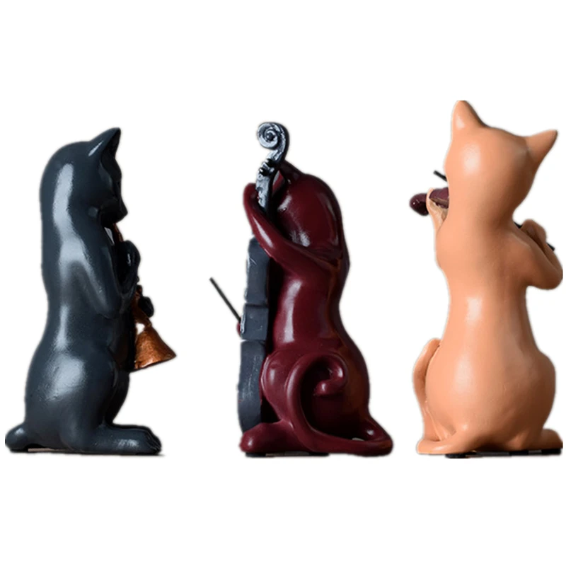 3 шт./компл. смолы фигурка кошки музыканта статуя кота скрипки Скульптура милые