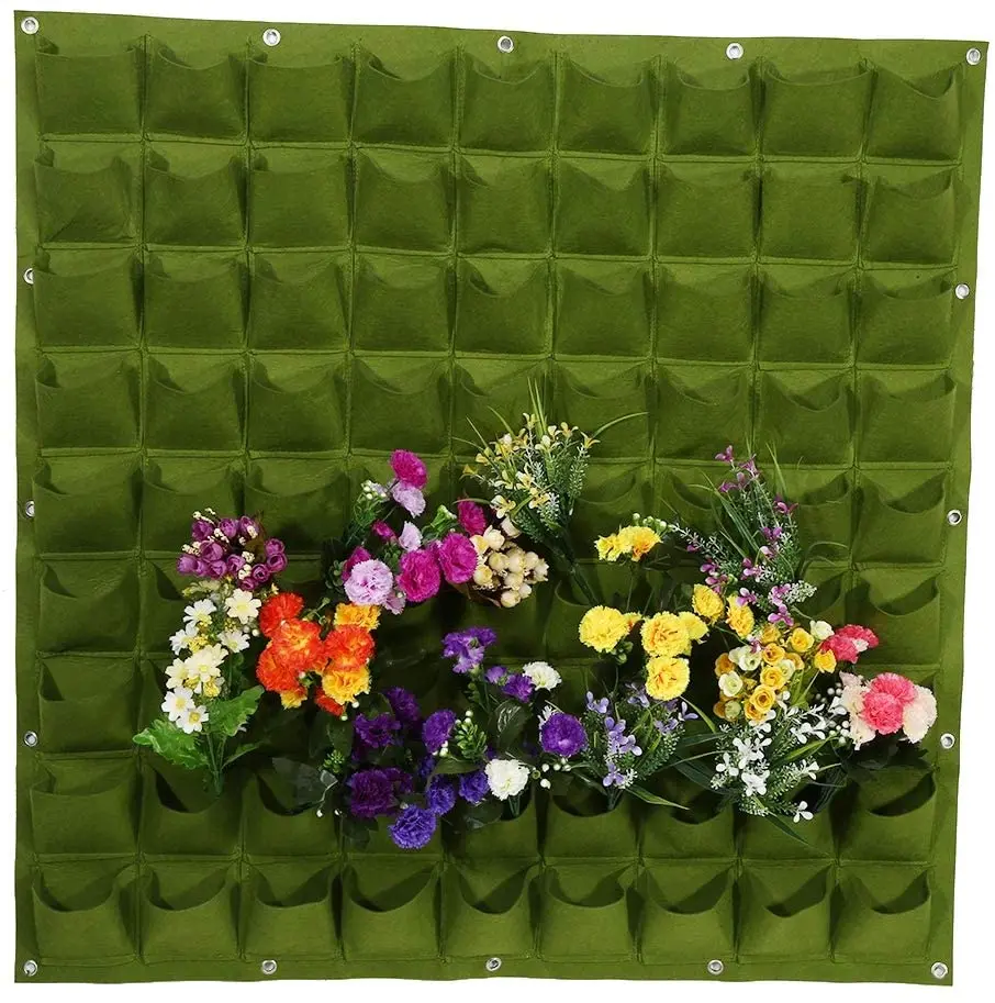 

Wall Hanging Plant Bag 81 Pocket Outdoor Vertical Wall Garden Plant Grow Bags Vertical Felt Plant Grow Bag Indoor Outdoor