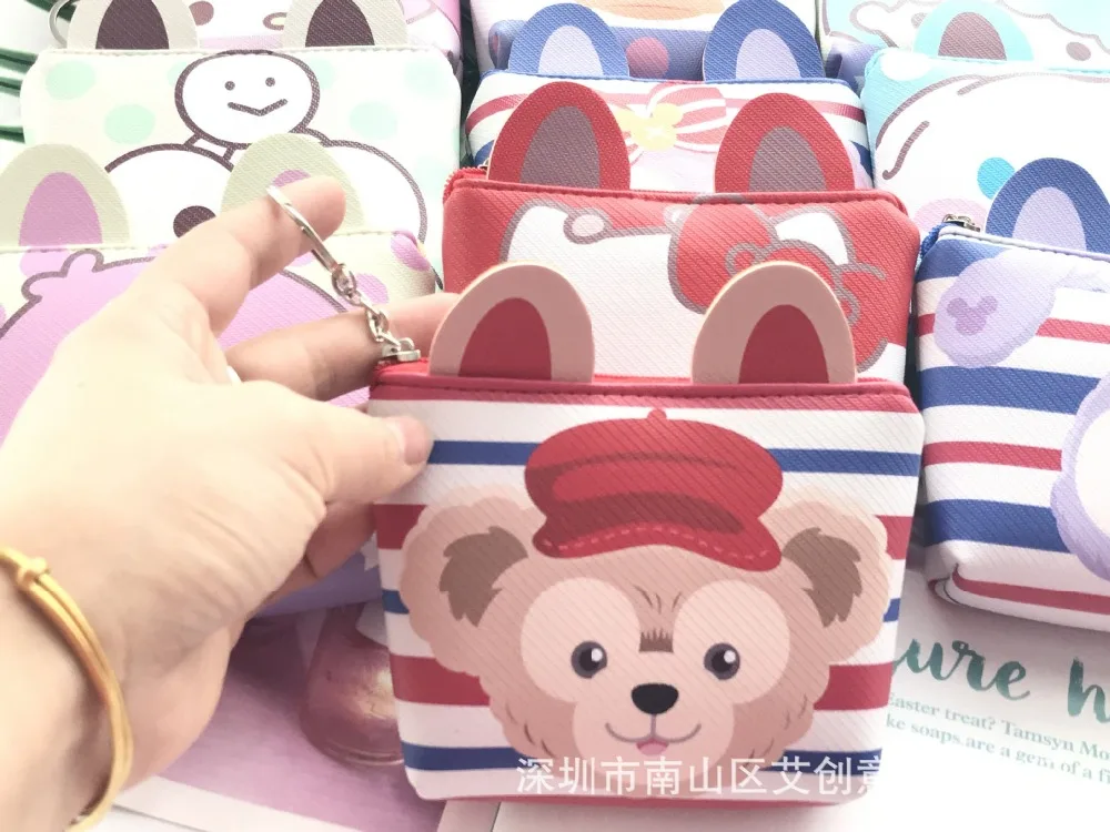 Disney мультфильм портмоне набор для мозаики для хранения ключей монета ПУ кошелек милая сумка Подвеска пакет леди клатч мини кошелек
