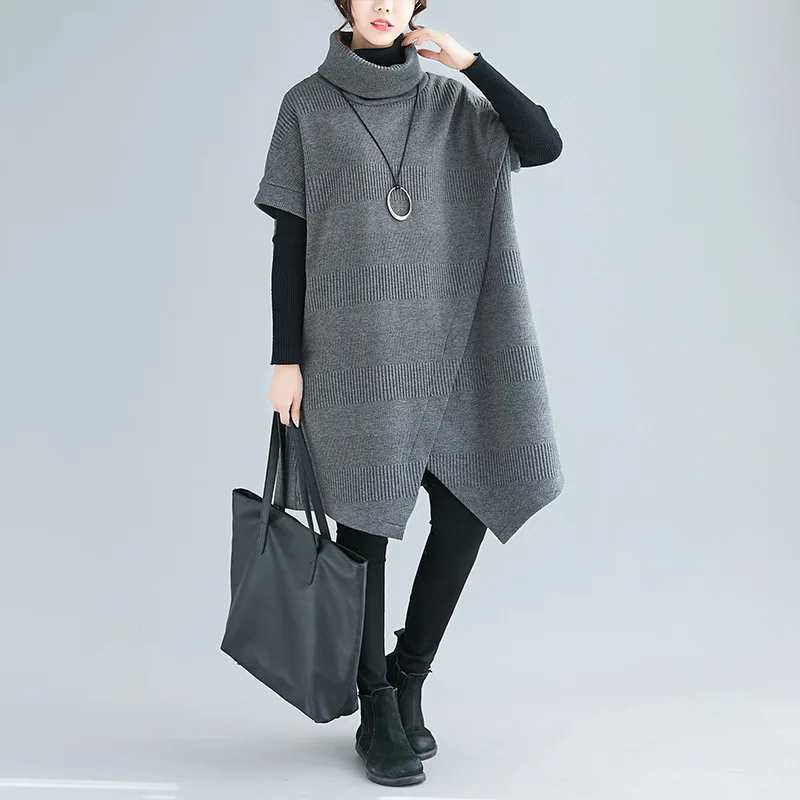 Женское платье с воротником под горло Johnature однотонное асимметричное короткими