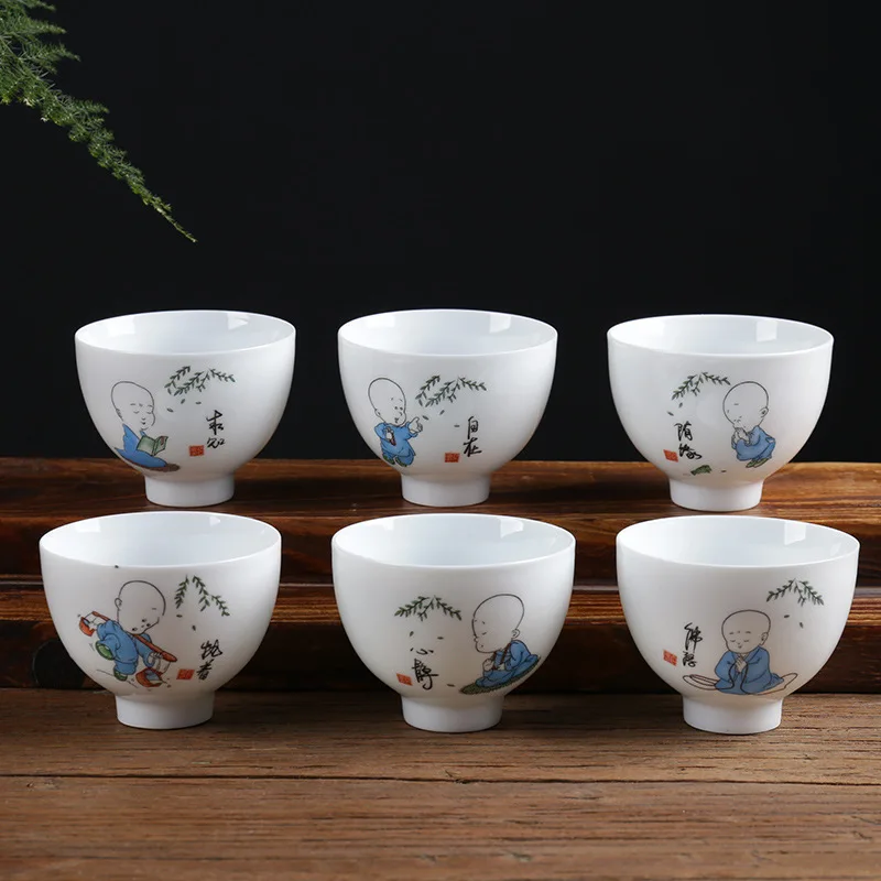 Керамический нефритовый фарфор белый чашка Zen шляпа Подарочный чайный набор 6