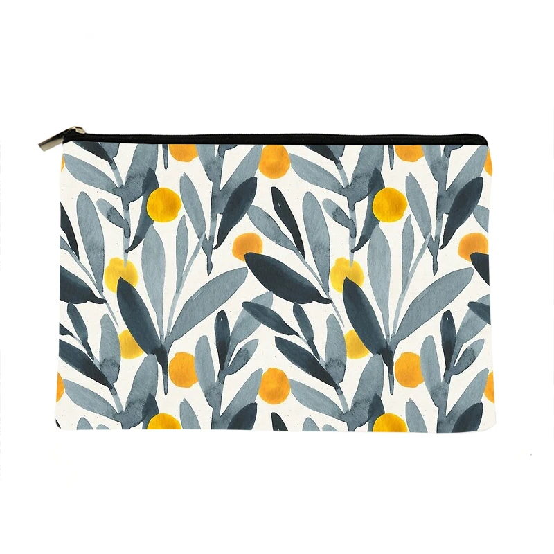 

Women Indigo Mustard Printed Make up bag Fashion Women Cosmetics Organizer Bag for Travel Colorful Storage Bag for Lady Bag