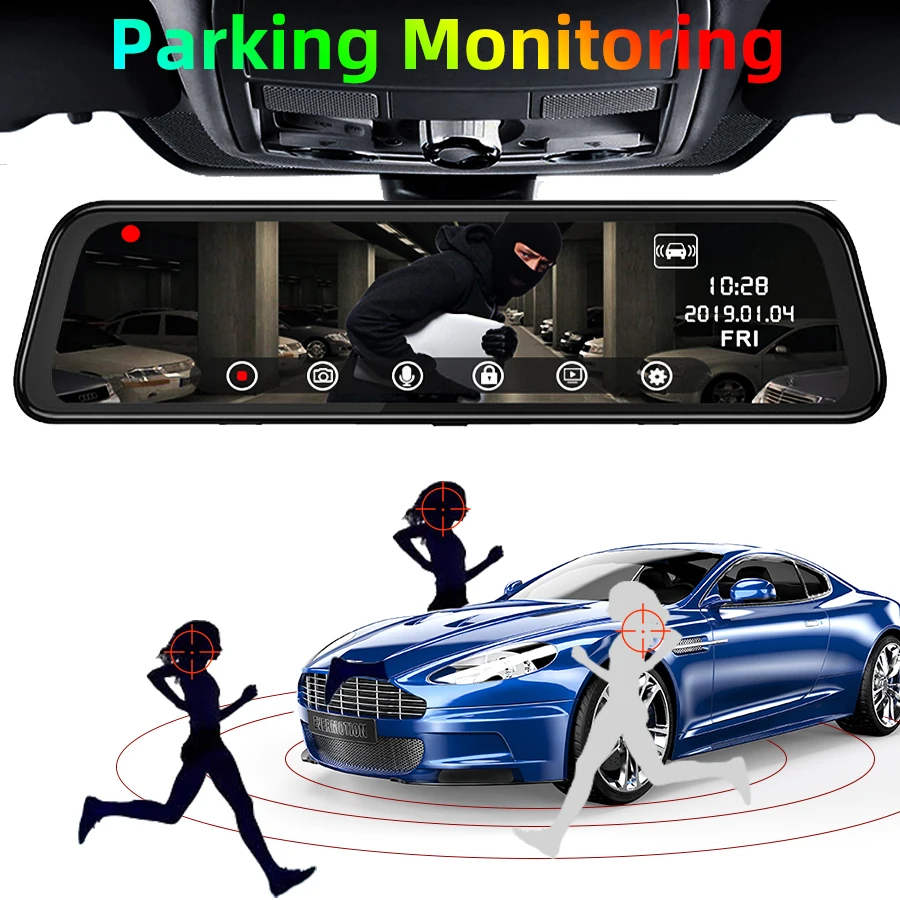Bluavido 3 в 1 Автомобильная камера зеркале заднего вида 4G Android GPS навигации ADAS 1080P Dash Cam