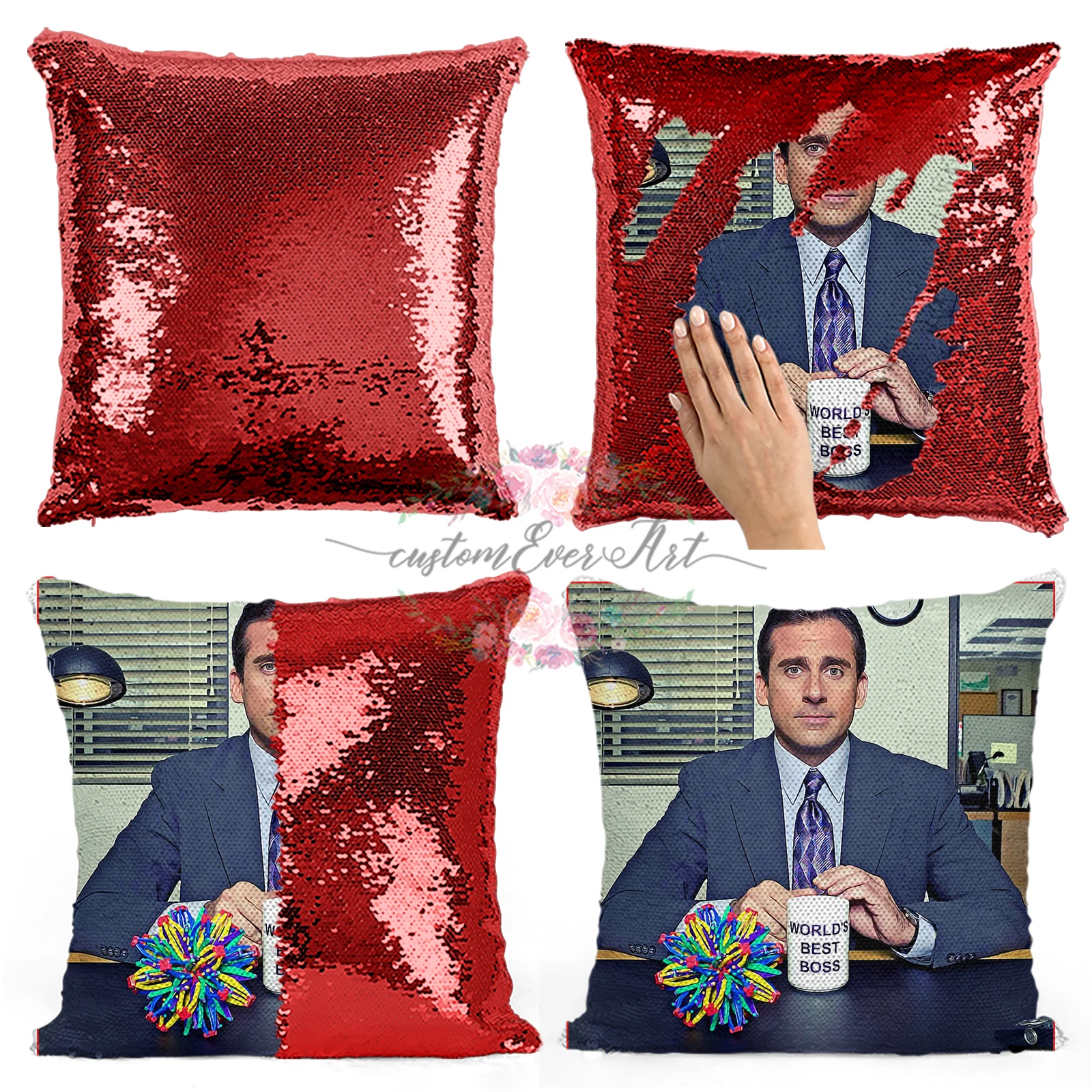 Лучшая в мире Подушка с блестками босса Майкла Скотта | Наволочка Двухцветная