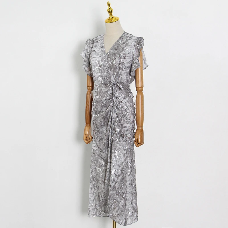 

Женское винтажное платье миди с V-образным вырезом, без рукавов