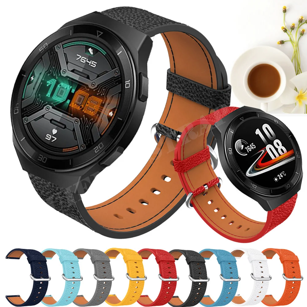 

Для Huawei Watch gt 2e 46 мм браслет из натуральной кожи 22 мм ремешок для часов для huawei Watch gt 2 honor magic watch 2 46 мм