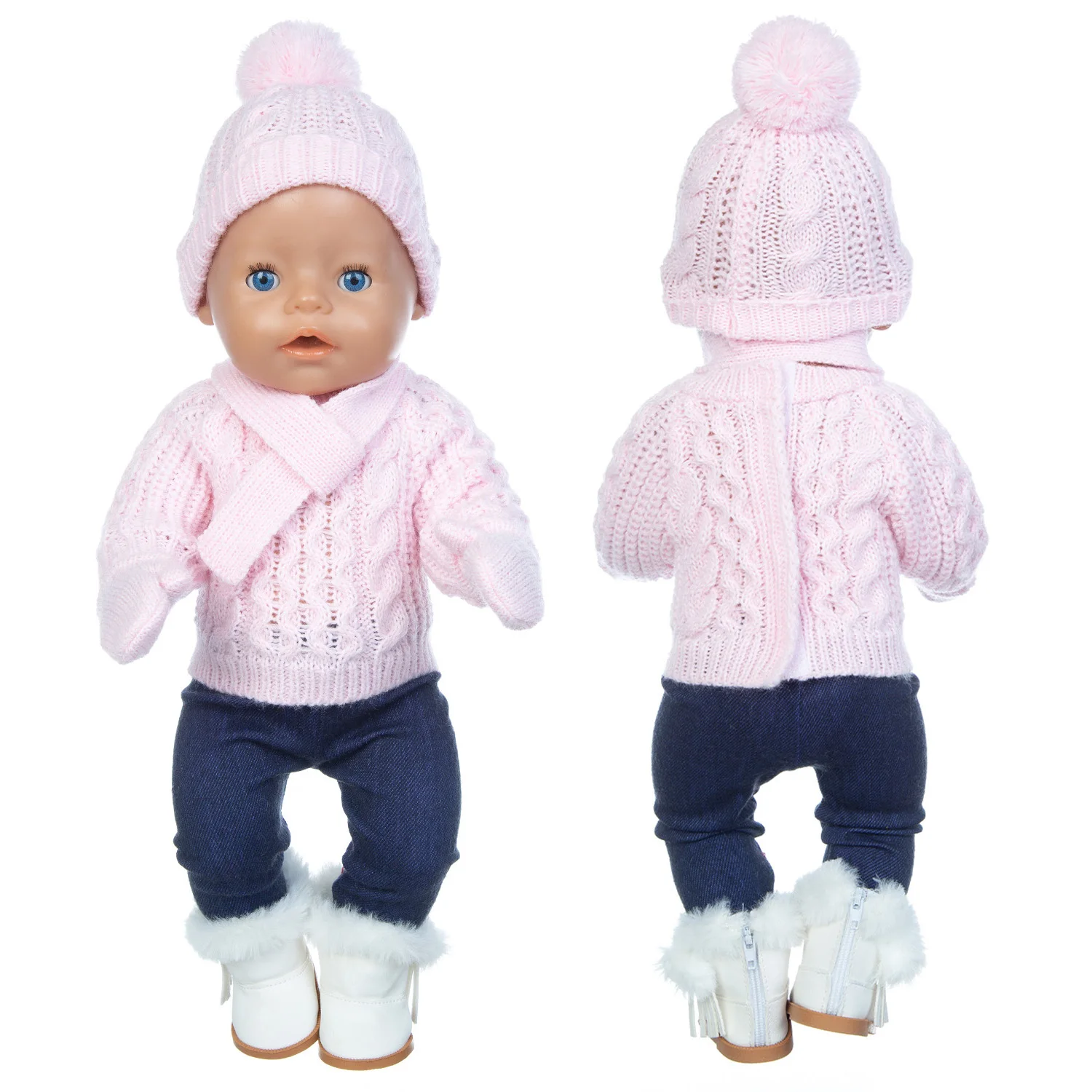 

Baby New Born Fit 17 inch 43cm Doll Clothes Accessories Sweater+Coat+Pants+Gloves+Socks For Baby Birthday Gift