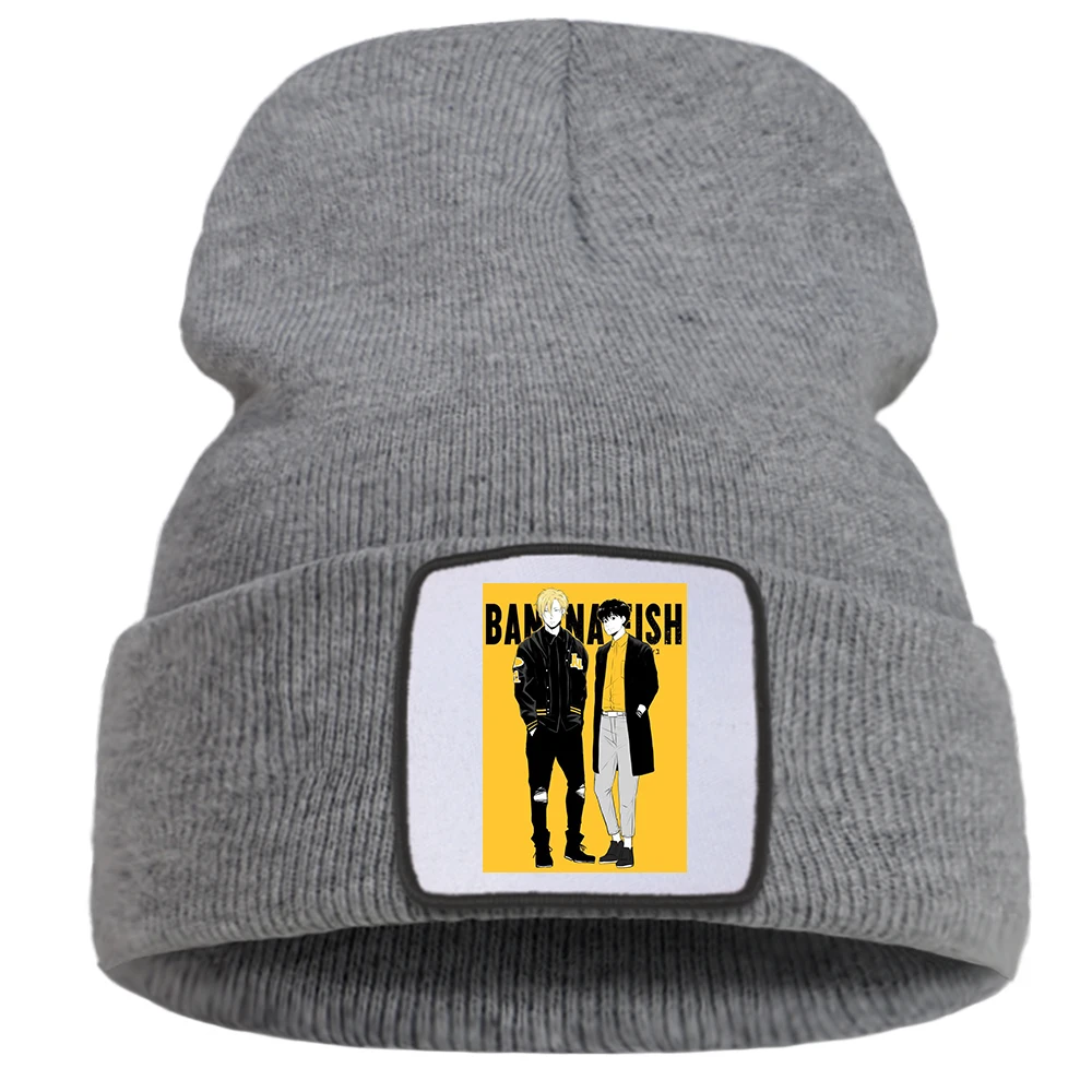 

Banana Fish Japan Anime Beanie Hat For Women Balaclava Kpop Harajuku Streetwear Winter Men'S Knitted Caps