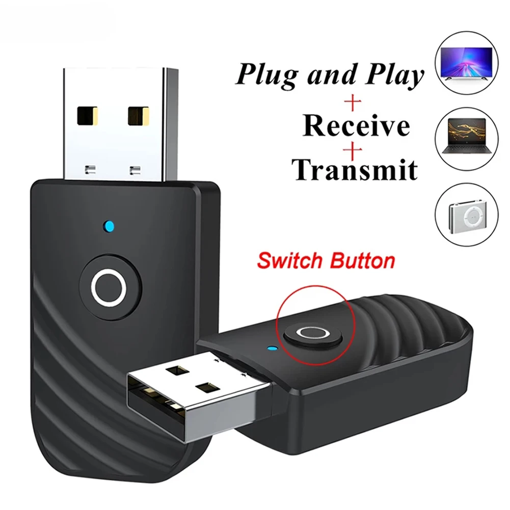 

3 In 1 Bluetooth 5.0 Audio Transmitter Receiver AUX USB Wireless Music Adapter Mini Stereo Bluetooth USB Jack For PC Headphone