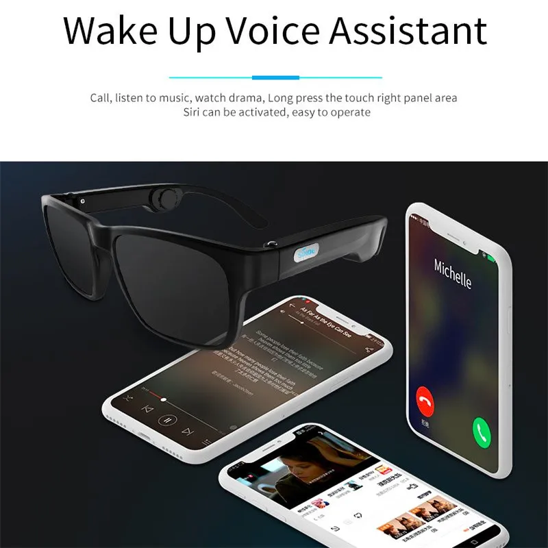 저렴한 새로운 Gerenation 스마트 선글라스 무선 블루투스 헤드셋 방수 야외 스포츠 이어폰 마이크 휴대 전화