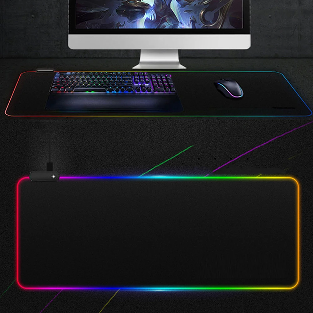 

1PC Luminous Large Gaming Mouse Pad Colorful Oversized Glowing USB LED Illuminated PU Non-slip Blanket Mat RGB Keyboard Mat