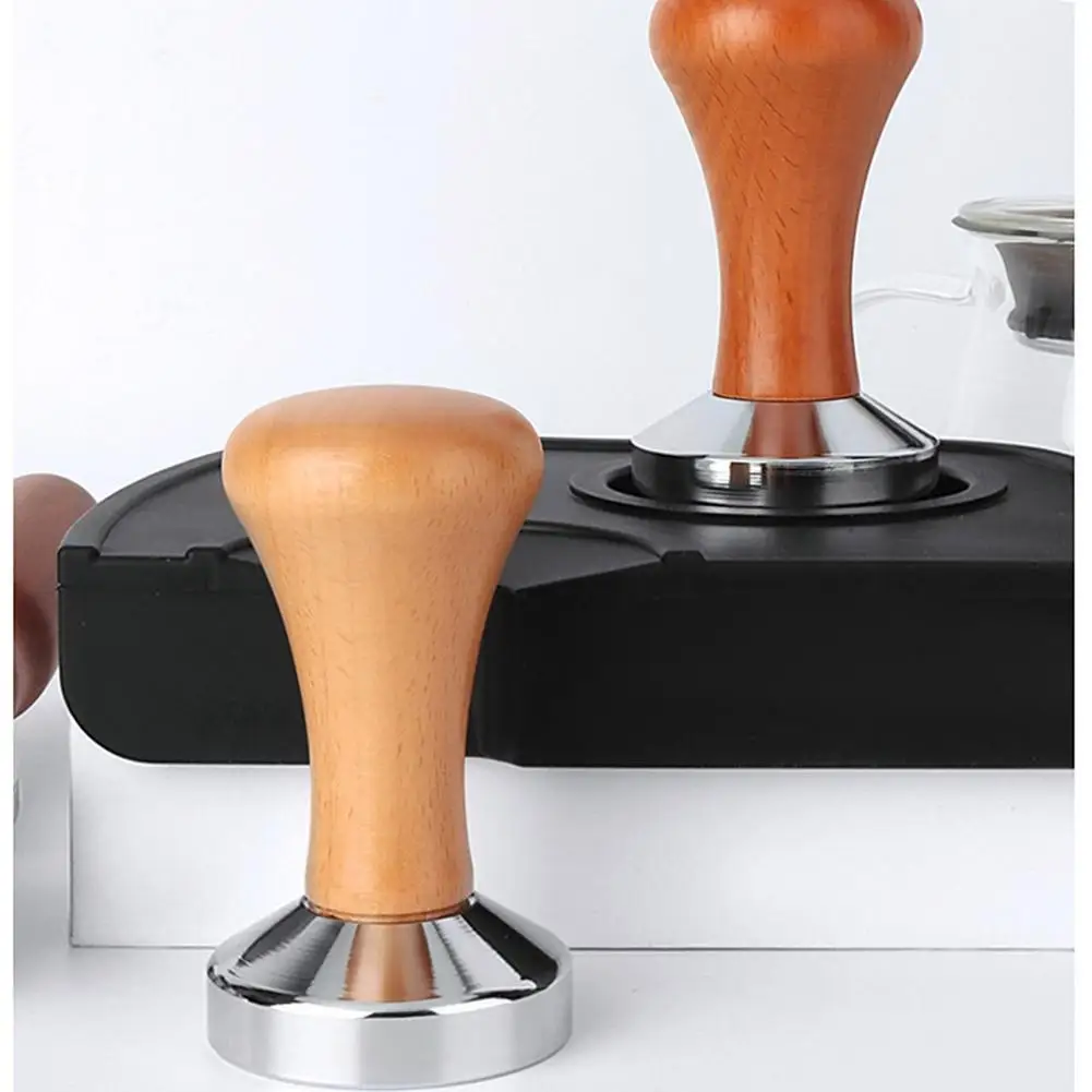

Coffee Tamper - Solid Wooden Coffee Powder Hammer Calibrated Coffee Tamper With Flat Stainless Steel Base 51/53/58mm Calibrate