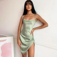 dulzura sexy suspender dress spring and summer 2021 new back cut lace satin multicolor skirt womens wear