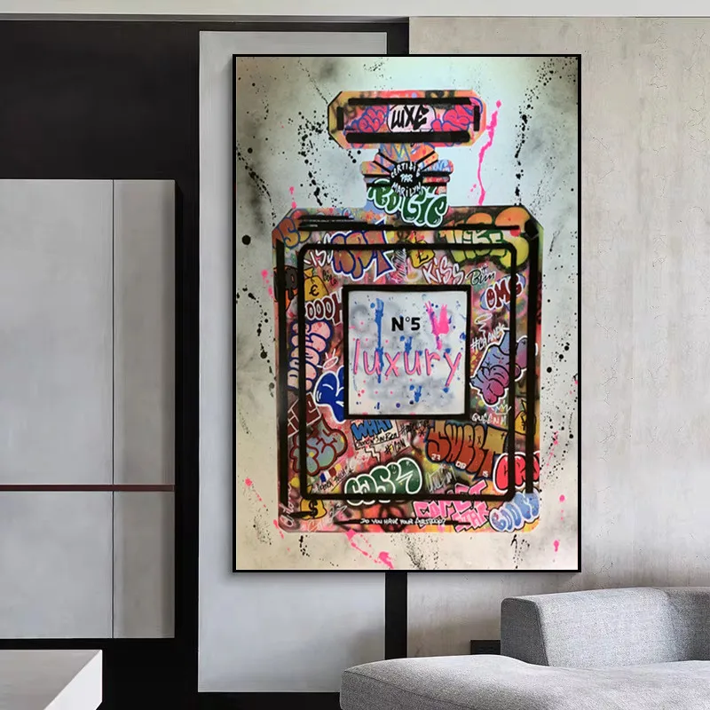 

Современные цветные граффити, парфюмерные плакаты и фотообои, художественные картины для гостиной, Декор без рамки