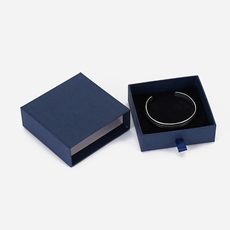60pcs/lot Blue Square Jewelry Box Ring Earring Pendant Drawer Boxes Wedding Necklace Bracelet Packaging Case