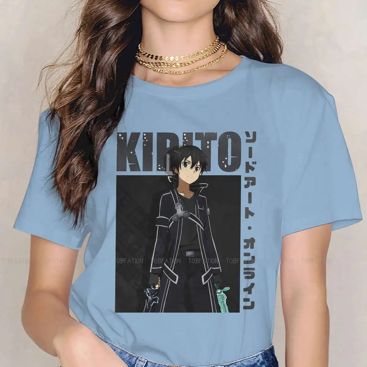 

Новые футболки Kirigaya Kazuto, искусство меча, онлайн-игра, виртуальная женская футболка, круглый вырез, большой размер