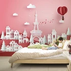3D мультфильм Железный башня дом шар розовый девушки принцесса комната Детская комната Спальня украшение стены фото обои