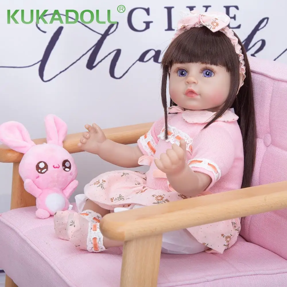 

KUKADOLL 18 дюймов Прекрасный Новорожденный ребенок DollsPurple Eyes 48 см тканевый тело новорожденный девочка куклы для детей на день рождения Рождеств...