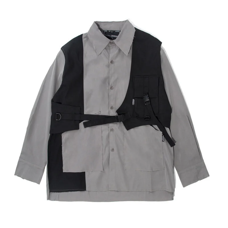 

IEFB Spring New Men's Wear Tactical Workwear Vest With Pockets Male Ins Trend Function Style Irregular Crossbody Vest 9Y5501