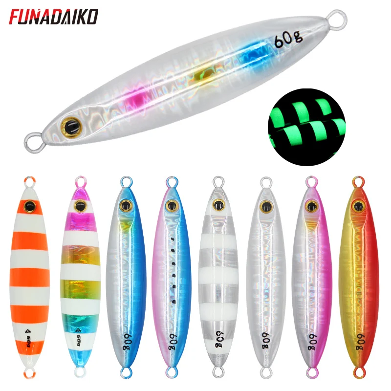 

FUNADAIKO Shore Cast Jigs Metal Slow Jig Cast jig 30g 40g 60g Artificial Bait Shore Fishing Sea Bass lead Metal lure Angler
