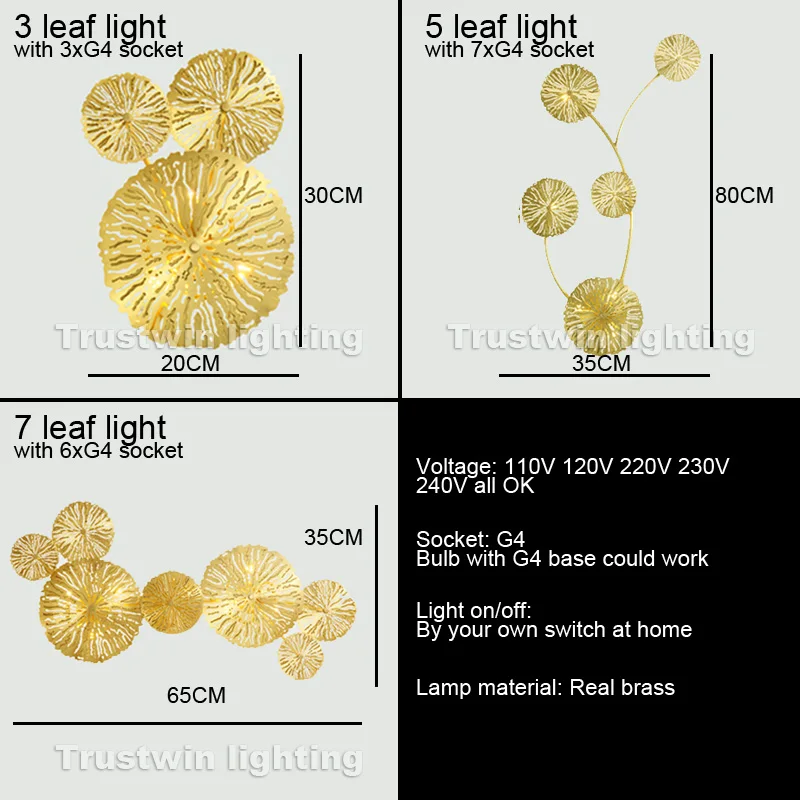Китайский современный настенный светильник в форме листа лотоса светодиодный