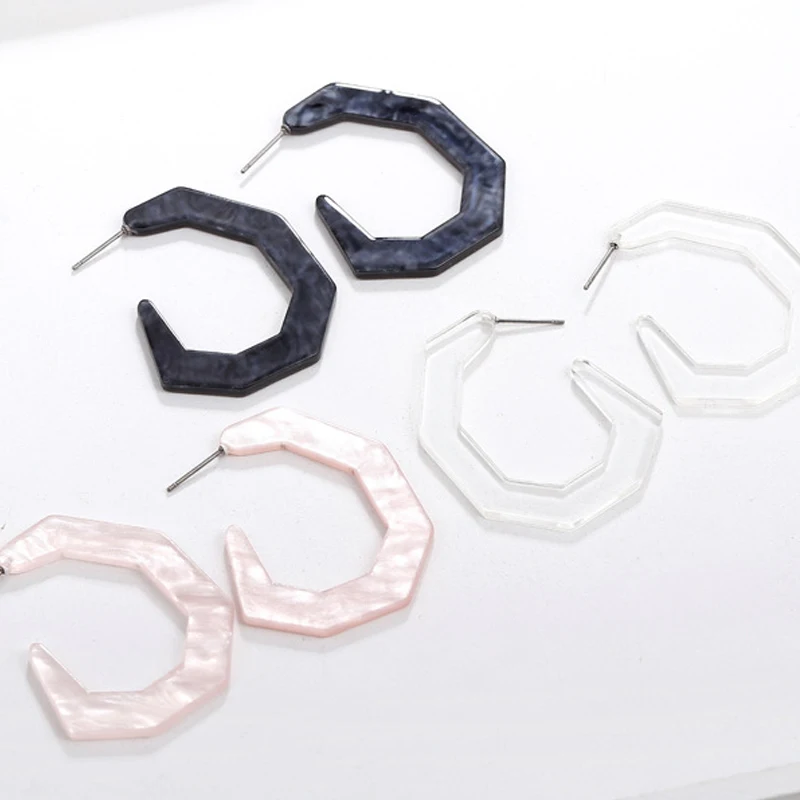 Женские акриловые серьги кольца M & G черные крупные из ацетатной смолы синего