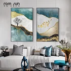 Абстрактная Картина на холсте с китами и птицами, постеры с животными, креативное искусство, Акварельные картины для гостиной, спальни