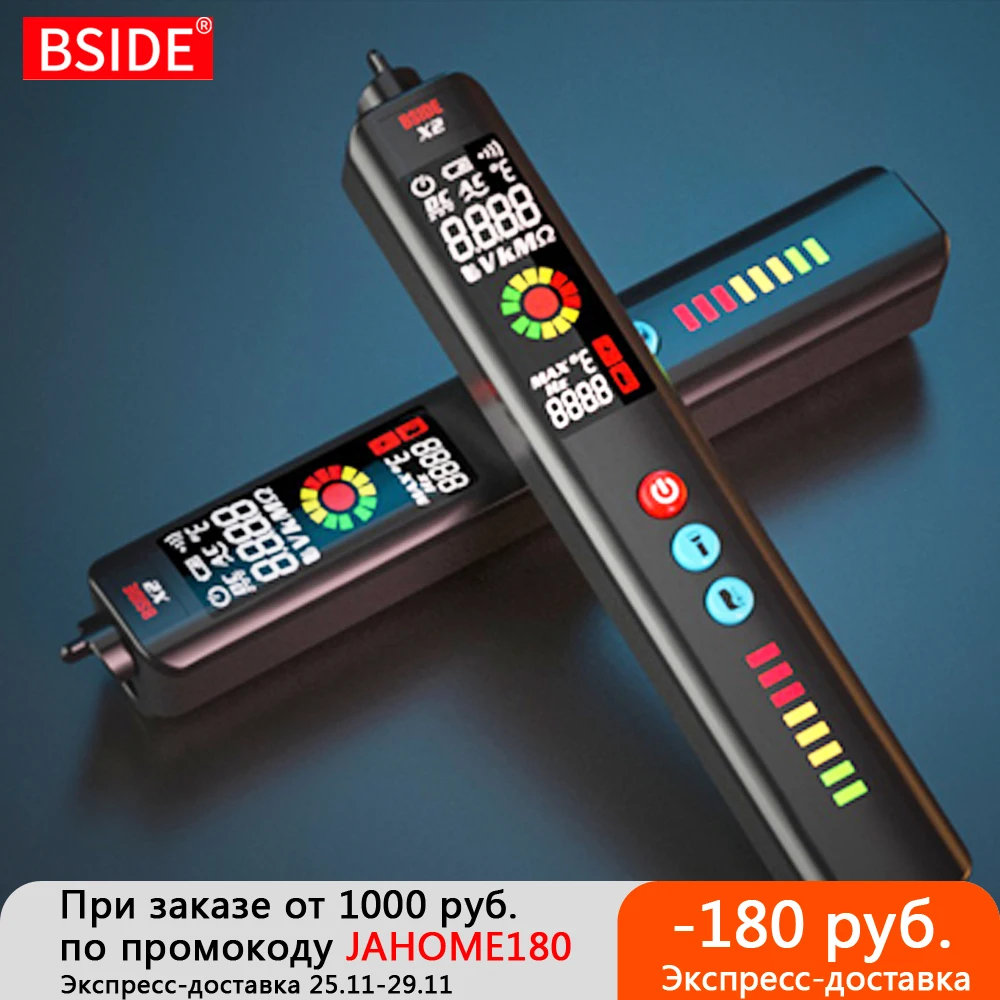 Детектор напряжения BSIDE, тестер X1 X2, умный мультиметр, Бесконтактный инфракрасный термометр, дисплей EBTN, провод под напряжением, NCV тест…