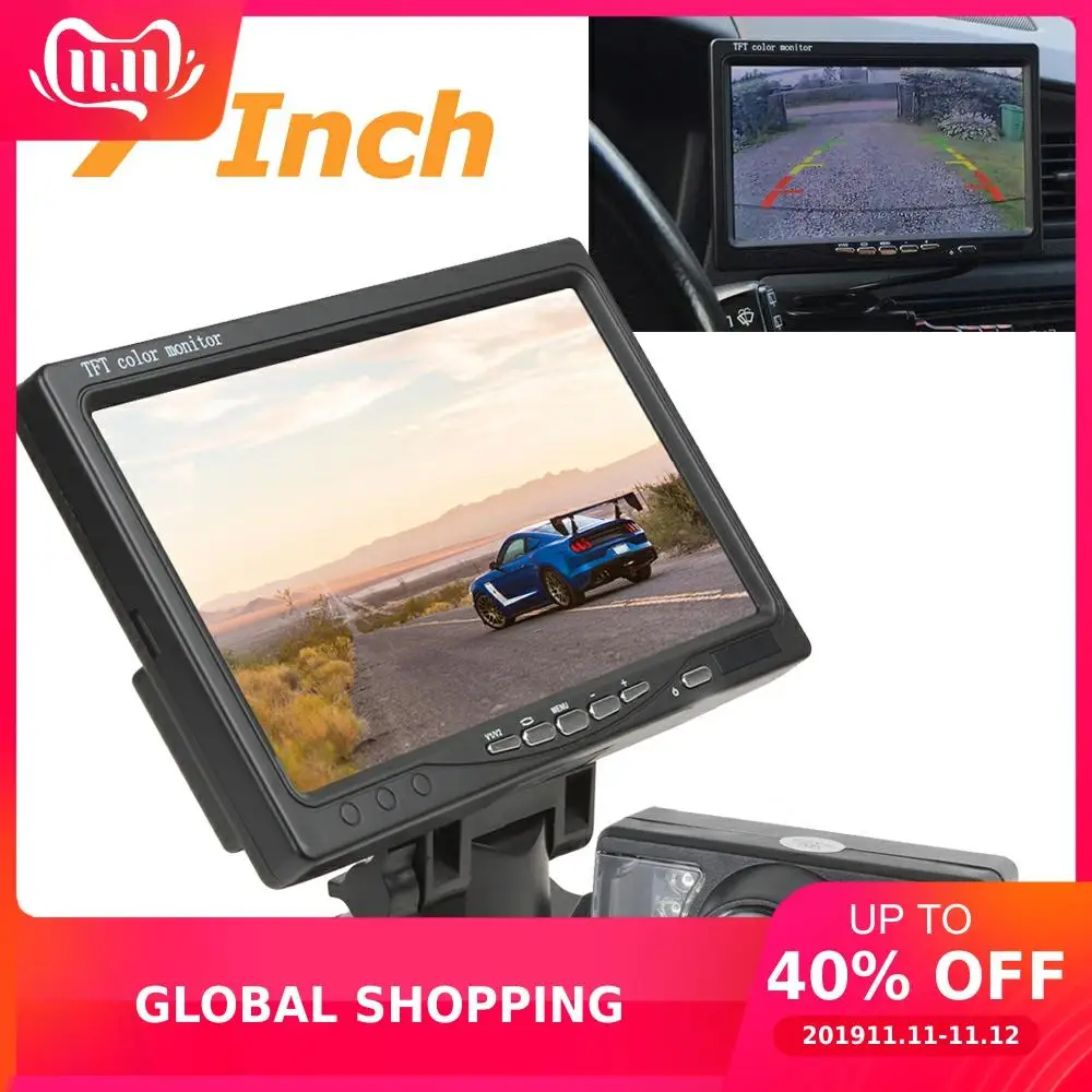 7 дюймов TFT lcd цветной автомобиль заднего вида DVD VCR монитор парковочный 2 AV вход + IR