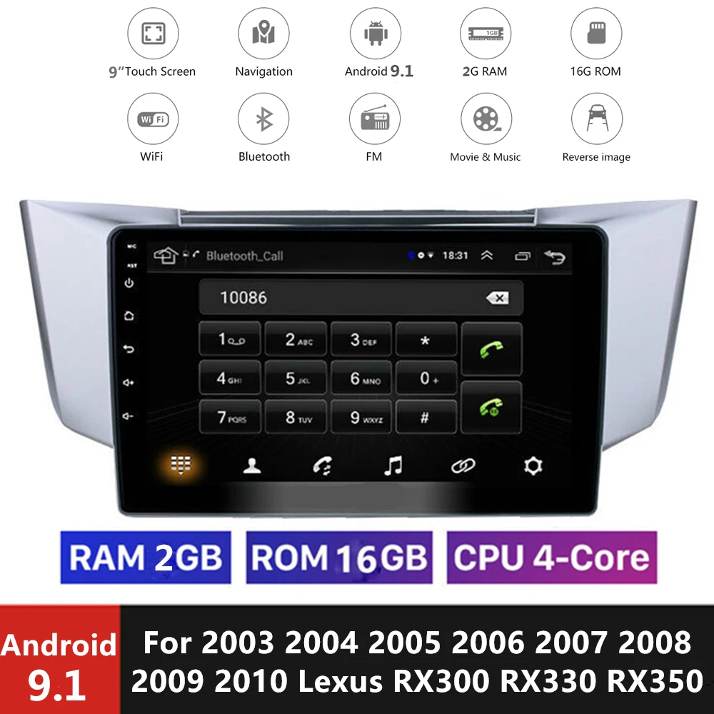 " Android 9,1 Автомагнитола gps для Lexus RX300 RX330 RX350 2003-2010 Автомобильный мультимедийный плеер Авто Стерео Зеркало Ссылка TPMS DAB