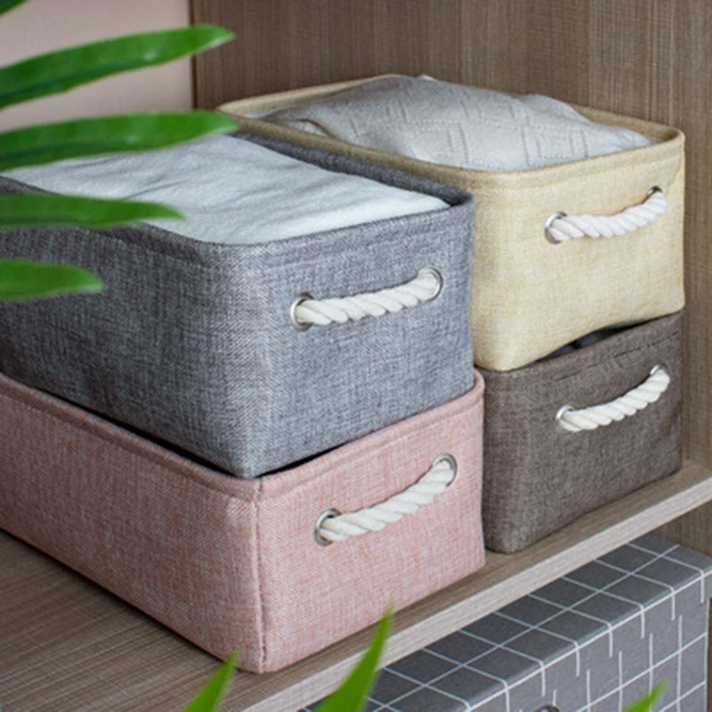 

MLGB Cotton Linen Folding Storage Baskets Kids Toys Organizer Clothes and Sundries Storage Box Cabinet