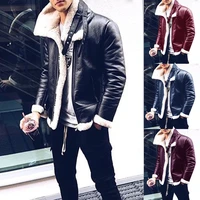 2021 european and american foreign trade popular autumn and winter mens leather clothes solid color popular zipper jacket
