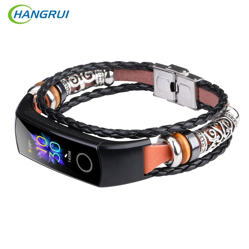 Для Honor band 5 4 кожаный ремешок для huawei honor NFC oximetry сменные браслеты модный