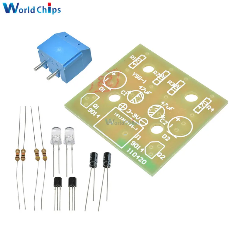 DIY Kit 5 мм светодиодный светильник с простой вспышкой простой мигающий светодиодный s монтажная плата наборы электронных деталей