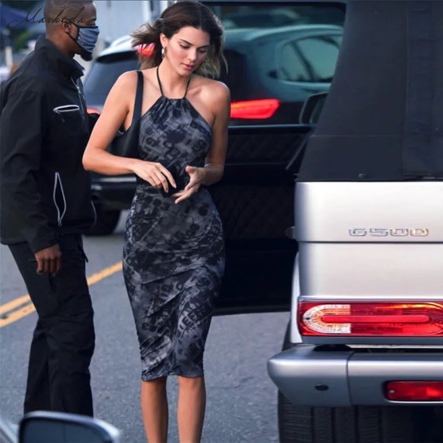 Женское вечернее платье-миди Macheda Осеннее облегающее платье с лямкой на шее без