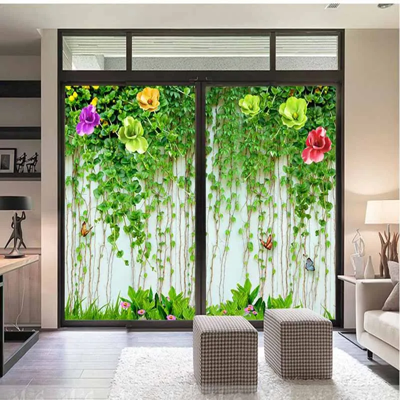 Пользовательские Цветочные раздвижные двери наклейка на шкаф зеркальная
