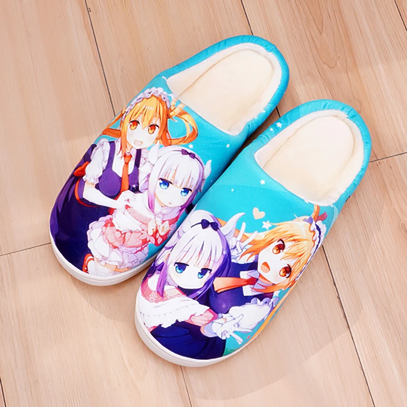 

Тапочки Мультяшные милые аниме Miss Kobayashi's Dragon Maid теплые зимние ботинки домашняя комнатная обувь для спальни для мужчин женщин мальчиков дево...