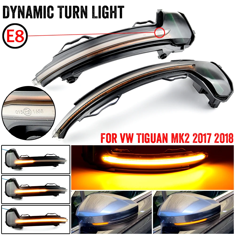 

For VW Tiguan MK2 2017 2018 2019 Touareg MK3 EU 2019 Scroll Side Rearview Mirror LED Dynamic Turn Signal Flashing Light Blinker